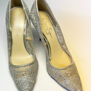Jessica Simpson Praylee2 Silver Lace heels
